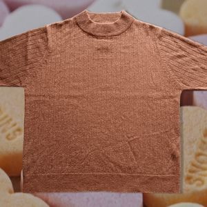 Vintage Sag Harbor Top Knit Shirt Size S Metallic Gold Mock Turtleneck 90's